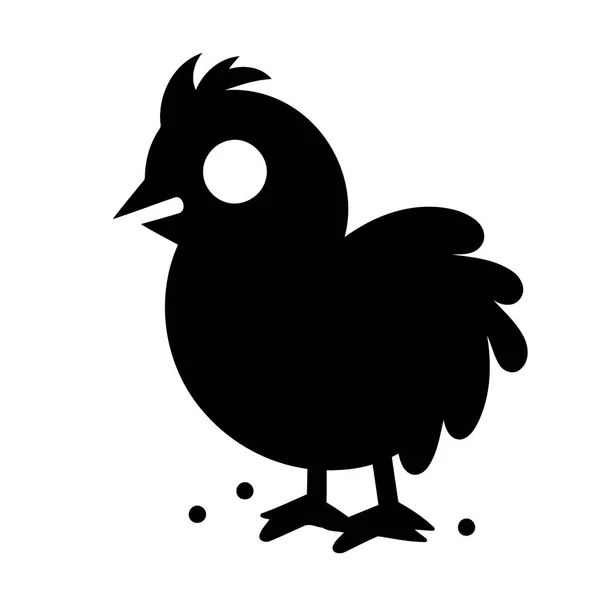 Hayvan Kuşu Tavuk Silueti Siyah Beyaz Minimalist Vektör Çizimi — Stok Vektör