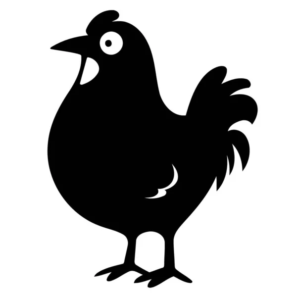 Ζωικό Πουλί Κοτόπουλο Σιλουέτα Ασπρόμαυρη Μινιμαλιστική Διανυσματική Απεικόνιση — Διανυσματικό Αρχείο