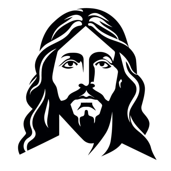 Christian Religious Figure Jesus Christ Black White Minimalist Vector Illustration — Stock Vector