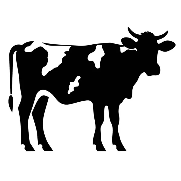 Animal Vaca Mamífero Adulto Silueta Blanco Negro Vector Ilustración Minimalista — Vector de stock