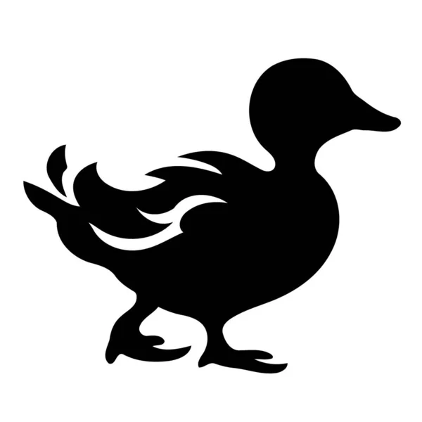Animal Pájaro Pato Blanco Negro Silueta Vector Ilustración Minimalista — Vector de stock