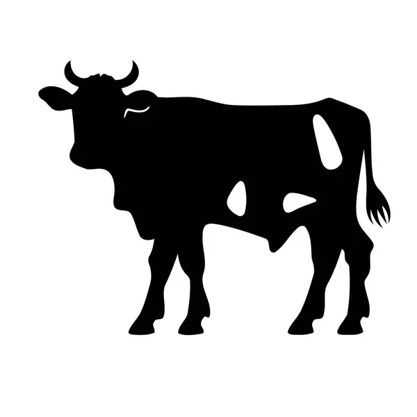 Силуэт Взрослой Коровы Животных Черный Белый Векторные Иллюстрации Минималистский — стоковый вектор