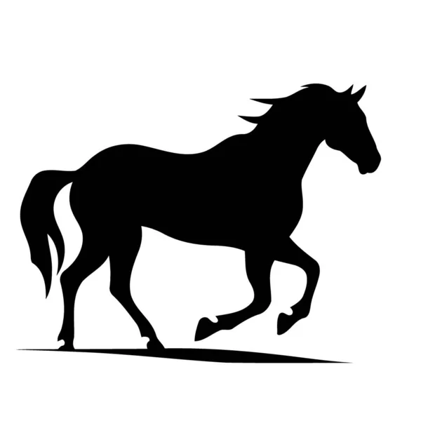 Dierlijk Zoogdier Paard Silhouet Zwart Wit Minimalistische Vector Illustratie — Stockvector