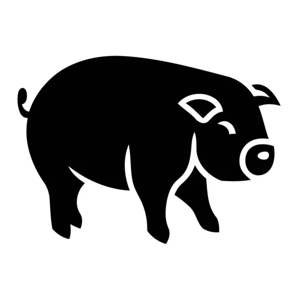 Animal Mammifère Porc Noir Blanc Silhouette Vectorielle Illustration Minimaliste — Image vectorielle