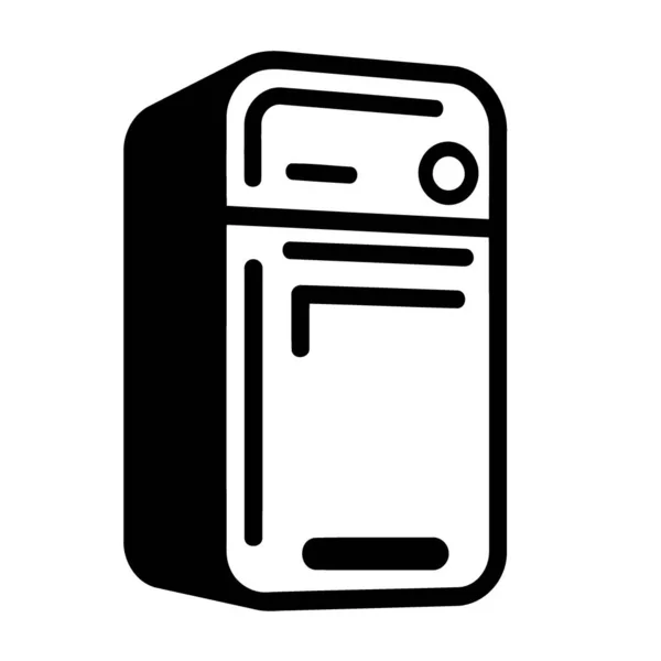 Kühlschrank Küchenobjekt Schwarz Weiß Minimalistische Vektorillustration — Stockvektor