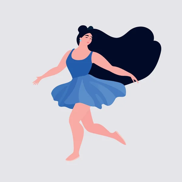 Dançarina Branca Com Roupa Azul Ilustração Vetor Minimalista — Vetor de Stock