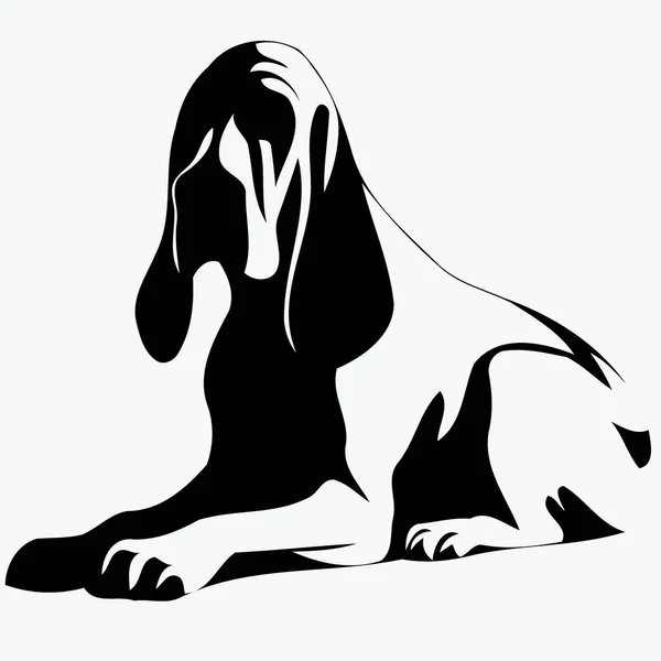 Bloodhound Φυλή Σκυλί Σιλουέτα Μαύρο Και Άσπρο Μινιμαλιστικό Διάνυσμα Εικονογράφηση — Διανυσματικό Αρχείο