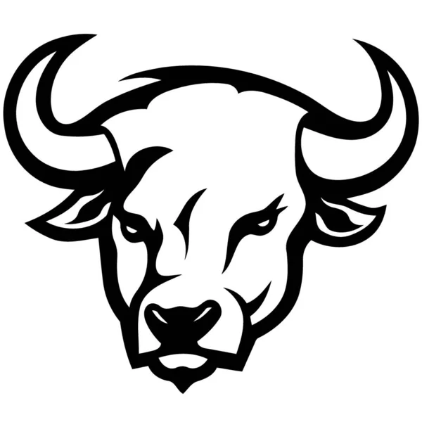 Negro Blanco Cabeza Vaca Logo Minimalista Vector Ilustración — Vector de stock