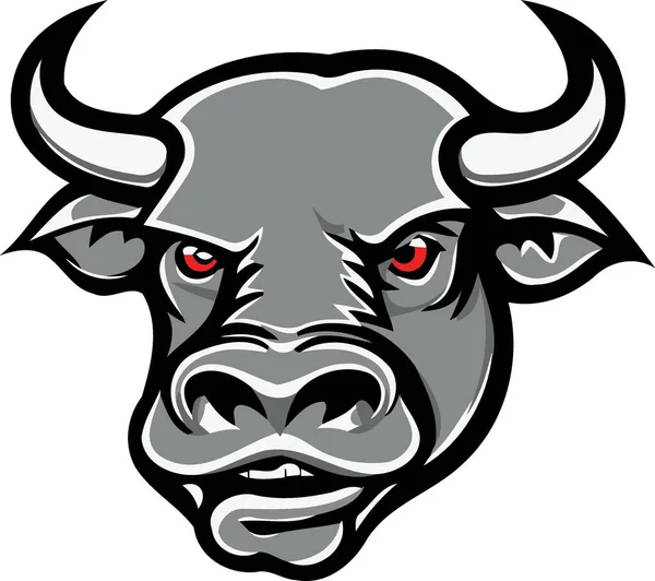 Negro Blanco Cabeza Vaca Logo Minimalista Vector Ilustración — Vector de stock