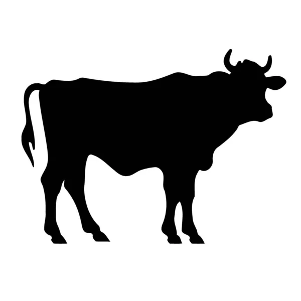 Zwierzę Ssak Krowa Dorosły Sylwetka Czarny Biały Wektor Ilustracja Minimalistyczny — Wektor stockowy