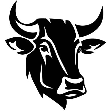 Siyah ve beyaz inek başlı logo minimalist vektör çizimi
