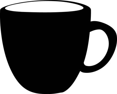 kahve ya da çay fincanı siyah beyaz siluet vektör illüstrasyon minimalist