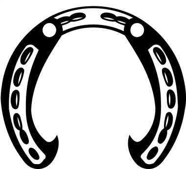 siyah ve beyaz siluet at nalı nesnesi minimalist vektör çizimi