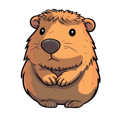Hayvan memeli capybara beyaz arka plan minimalist vektör illüstrasyonunda izole edildi