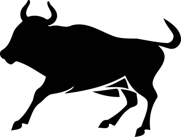 Zvíře Savec Býk Logo Černá Bílá Silueta Vektor Ilustrace Minimalistický — Stockový vektor
