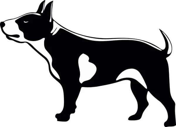 Cão Raça Bull Terrier Silhueta Preto Branco Ilustração Vetor Minimalista — Vetor de Stock