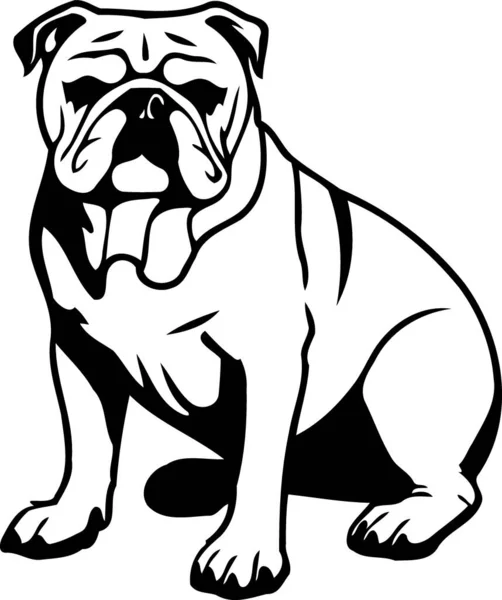 Cão Bulldog Animal Preto Branco Ilustração Vetor Minimalista — Vetor de Stock