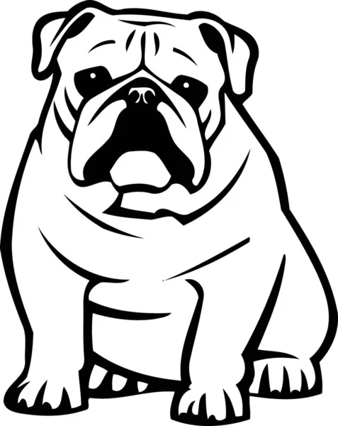 Cão Bulldog Animal Preto Branco Ilustração Vetor Minimalista — Vetor de Stock