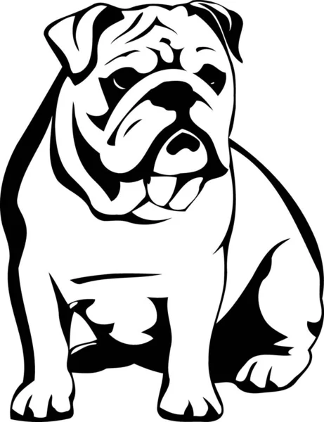 Cão Bulldog Animal Preto Branco Ilustração Vetor Minimalista —  Vetores de Stock