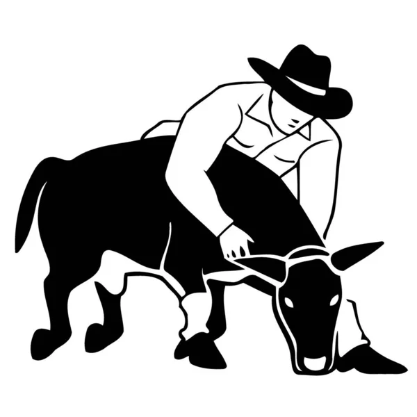 Rodeo Sport Brasiliano Chiamato Pega Garrote Bianco Nero Illustrazione Vettoriale — Vettoriale Stock
