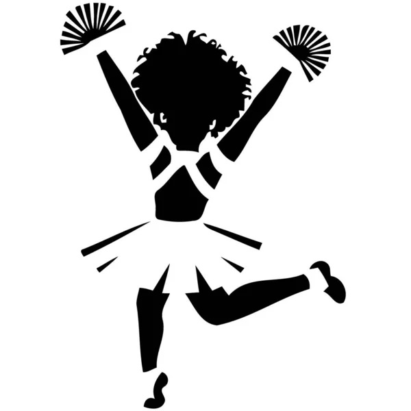 Cheerleader Woman Black White Silhouette Vector Illustration Minimalist — Stock Vector