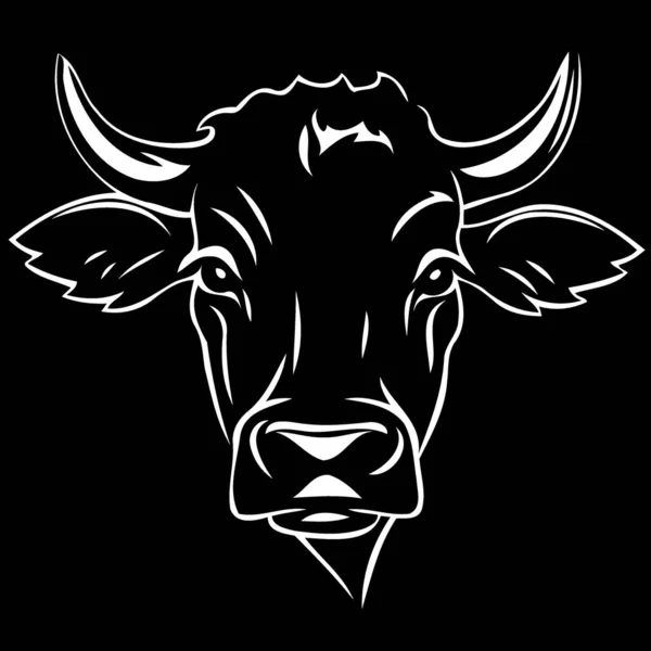 Ilustração Minimalista Vetor Cabeça Vaca Preta Branca — Vetor de Stock