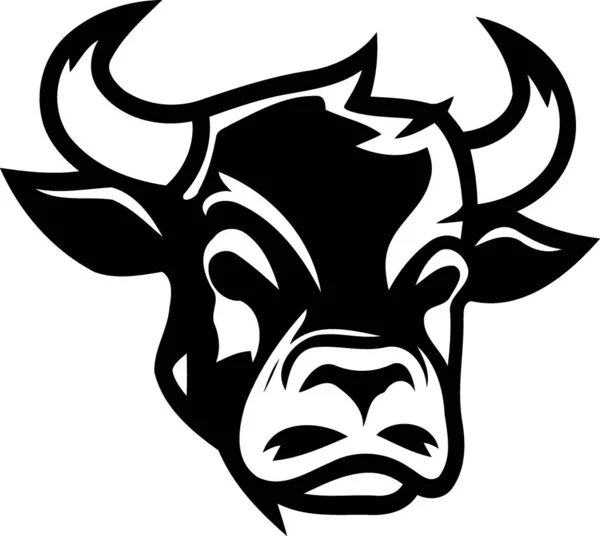 Czarny Biały Krowa Głowa Logo Minimalistyczny Wektor Ilustracja — Wektor stockowy
