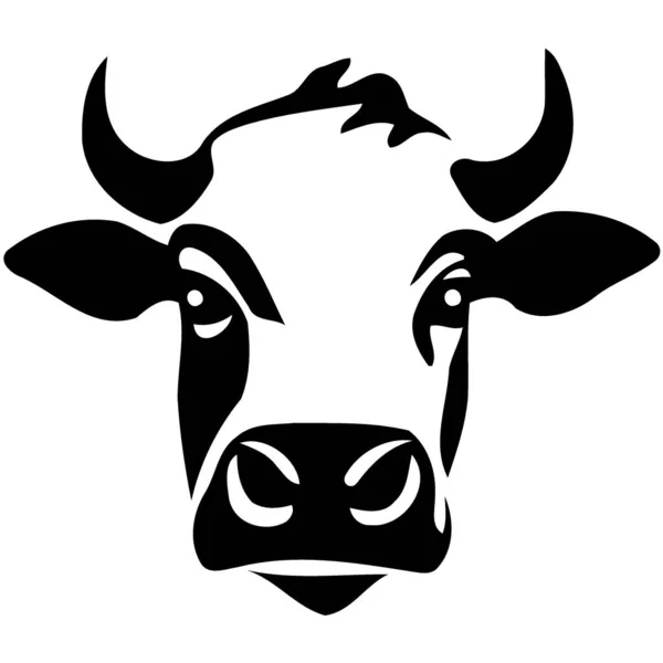 黒と白の牛の頭のロゴのミニマリストベクトルイラスト — ストックベクタ