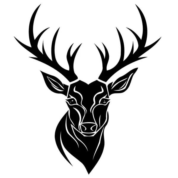 Deer Animal Head Logo Minimalistic Vector Illustration — Stock Vector