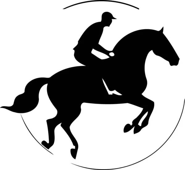 Vaquero Montando Caballo Caballo Rodeo Montando Silueta Blanco Negro — Vector de stock