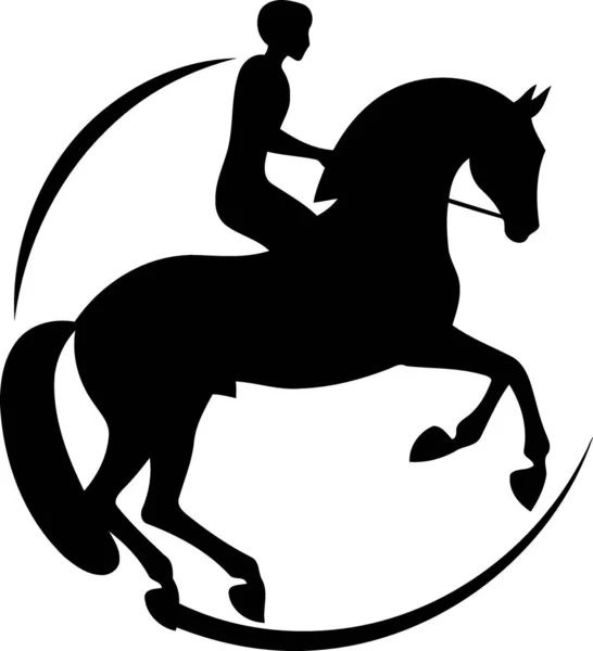 Cowboy Homem Montando Cavalo Cavalo Rodeio Equitação Preto Branco Silhueta — Vetor de Stock
