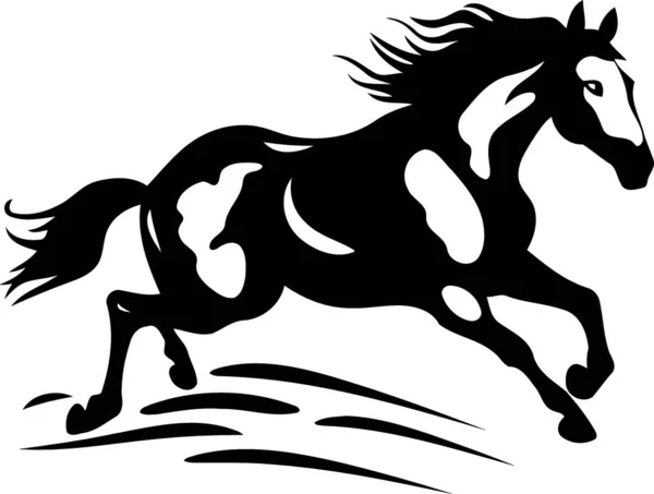 Животный Конь Черно Белым Силуэтом Минималистская Векторная Иллюстрация — стоковый вектор