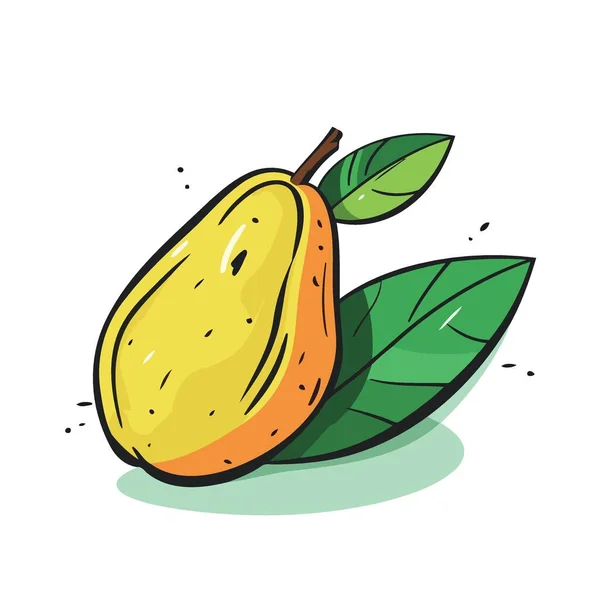 Mango Fruit Leaves Minimalist Vector Illustration — Stock Vector