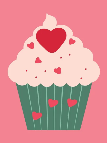 Nourriture Cupcake Rose Sucré Illustration Vectorielle Minimaliste — Image vectorielle