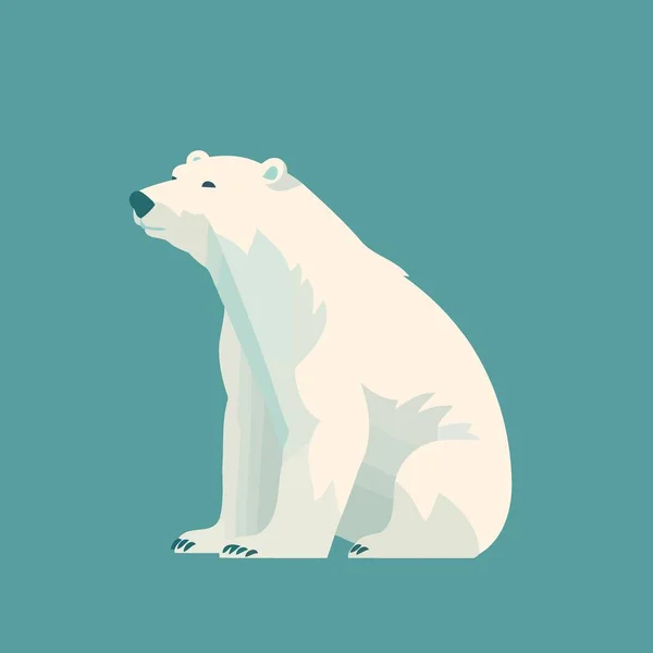 Vit Isbjörn Isolerad Blå Bakgrund Minimalistisk Vektor Illustration — Stock vektor
