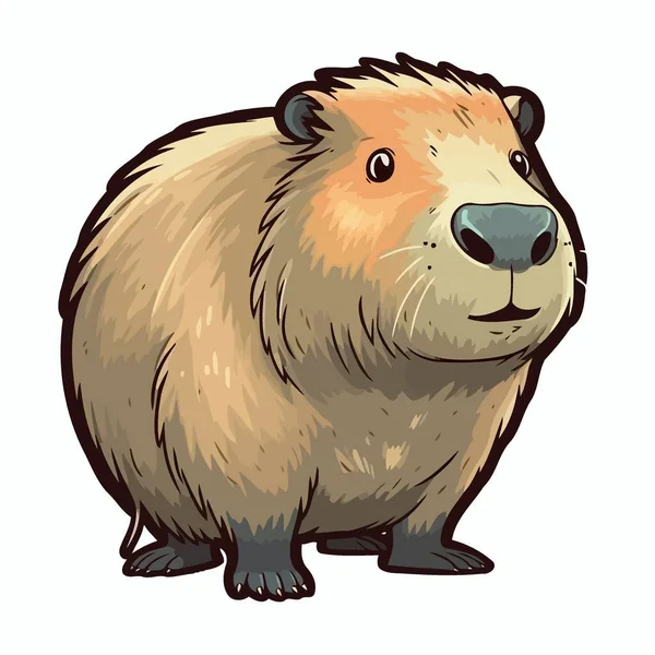 Animal Mamifer Capybara Izolat Fundal Alb Vector Minimalist Ilustrare — Vector de stoc