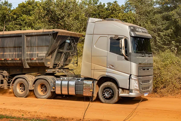 Apore Goias Brazil 2023 Ρυμουλκούμενο Φορτηγό Ρυμουλκούμενο Για Μεταφορά Σιτηρών — Φωτογραφία Αρχείου