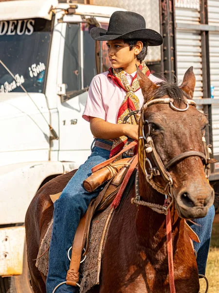 Apore Goias Brazil 2023 Horseback Ride Event Open Public Roads — 스톡 사진