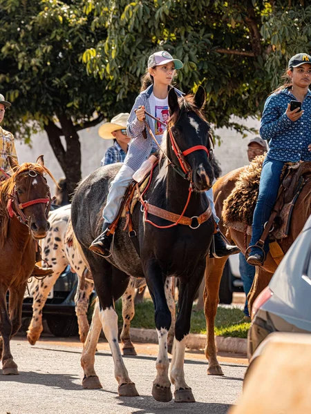 Apore Goias Brasile 2023 Evento Equitazione Aperto Pubblico Sulle Strade — Foto Stock