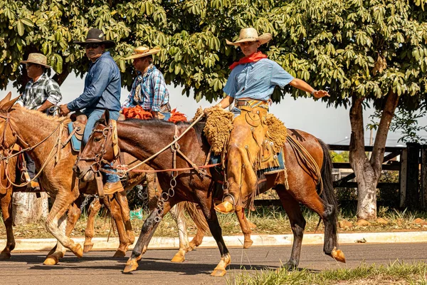 巴西戈亚斯Apore 2023年7月5日 在巴西Apore市的公共道路上向公众开放的骑马活动 — 图库照片