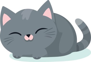 Hayvan tüylü tüylü gri kedi uyuyan minimalist vektör çizimi