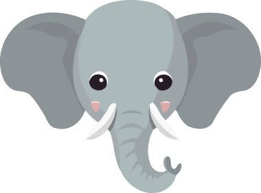 Hayvan memeli fil şirin minimalist vektör çizimi