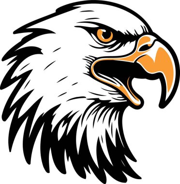 kartal başı siyah beyaz ve sarı minimalist vektör çizimi