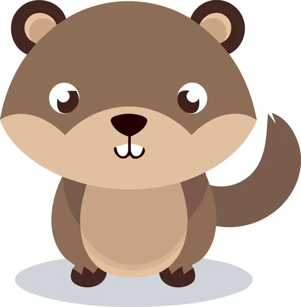Animal Mammal Cute Beaver Minimalistic Vector Illustration — Stock Vector