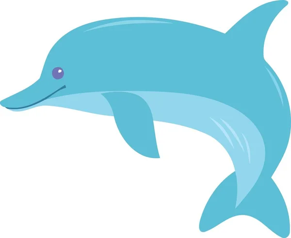 Υδρόβια Δελφίνι Ζώων Μπλε Χνουδωτή Μινιμαλιστική Διανυσματική Απεικόνιση — Διανυσματικό Αρχείο
