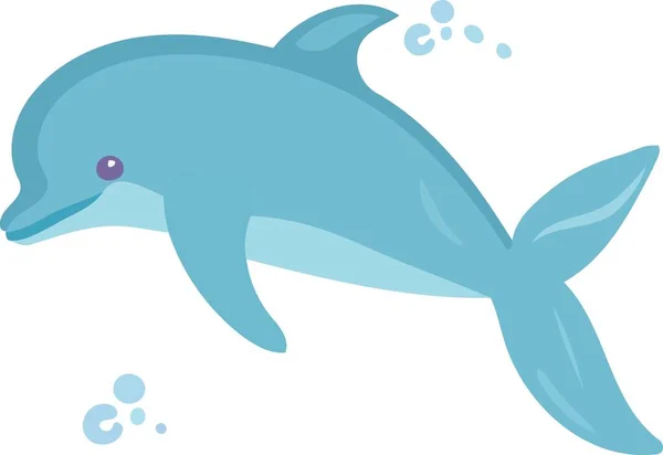 Водные Животные Дельфин Голубой Пушистый Минималистичный Векторный Рисунок — стоковый вектор