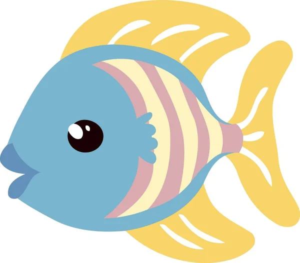 Ζώο Υδρόβια Ψάρια Μπλε Και Κίτρινο Αφράτο Μινιμαλιστική Διανυσματική Απεικόνιση — Διανυσματικό Αρχείο