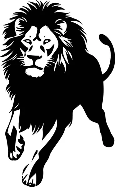 Mannelijke Leeuw Wild Dier Lichaam Zwart Wit Minimalistische Vector Illustratie — Stockvector