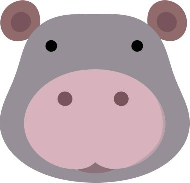 common hippopotamus herbivore mammal animal face Minimalist vector illustration