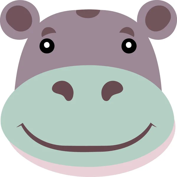 Common Hippopotamus Herbivore Mammal Animal Face Minimalist Vector Illustration — Wektor stockowy